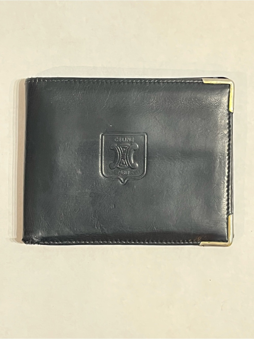 Celine Vintage Blason Black Leather Bifold Wallet
